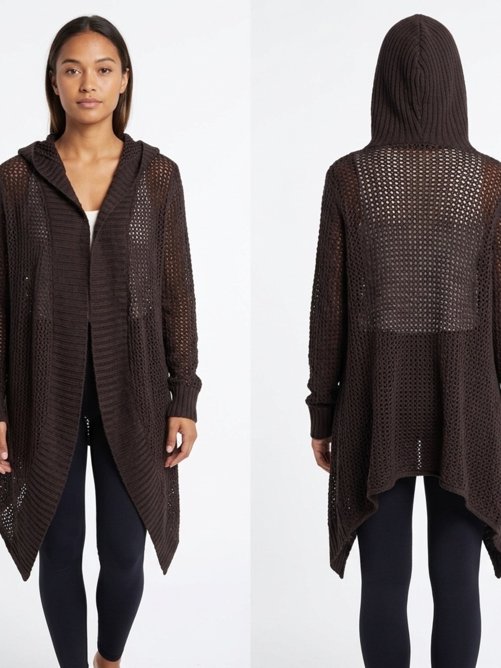 Roxy Open-Knit Hooded Cardigan Sweater